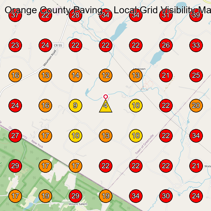 Orange County Paving GeoGrid visibility map for Pet Groomer in Port Jervis
